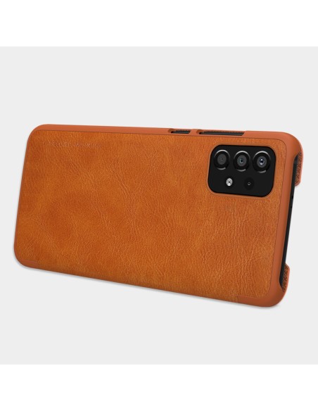 Nillkin Qin dėklas, skirtas Samsung Galaxy A33 5G fotoaparato apsaugai, dėklo dėklas, atverčiamas dėklas, juodas