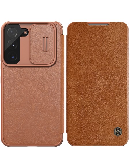 Nillkin Qin Leather Pro Case Dėklas, skirtas Samsung Galaxy S22+ (S22 Plus) Camera Protector Dėklas Dėklas Flip Case Rud...