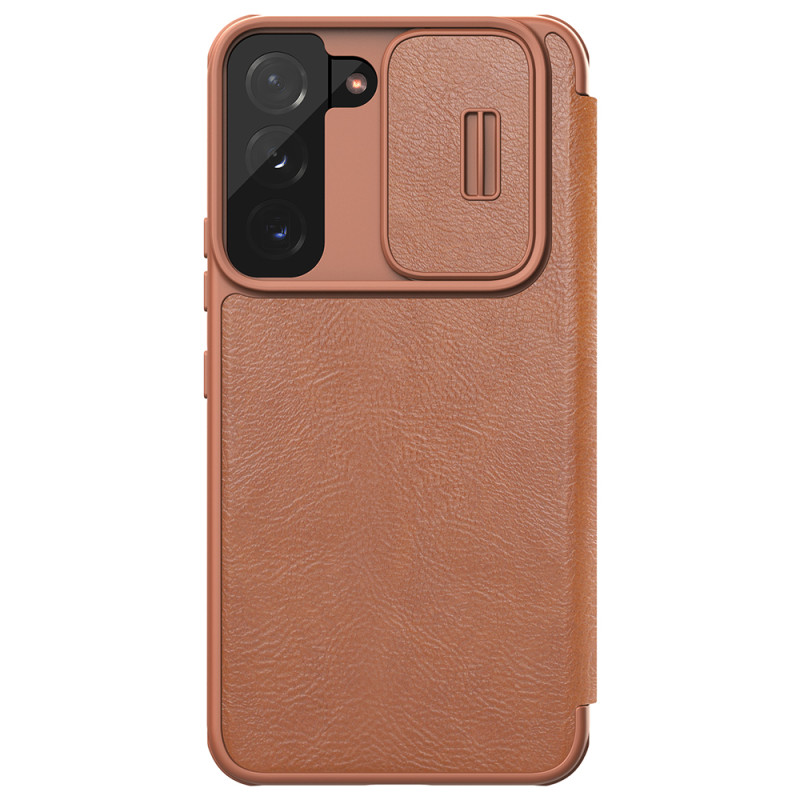 Nillkin Qin Leather Pro Case Dėklas, skirtas Samsung Galaxy S22+ (S22 Plus) Camera Protector Dėklas Dėklas Flip Case Rud...