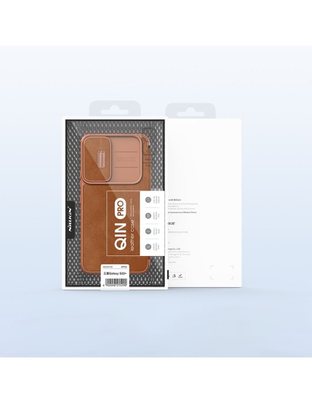 Nillkin Qin Leather Pro Case Dėklas, skirtas Samsung Galaxy S22+ (S22 Plus) Camera Protector Dėklas Dėklas Flip Case Rud...