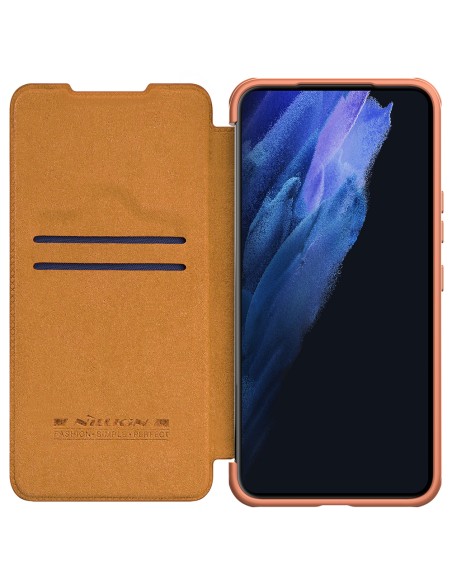 Nillkin Qin Leather Pro Case Dėklas, skirtas Samsung Galaxy S22+ (S22 Plus) Camera Protector Dėklas Dėklas Flip Case Rud...