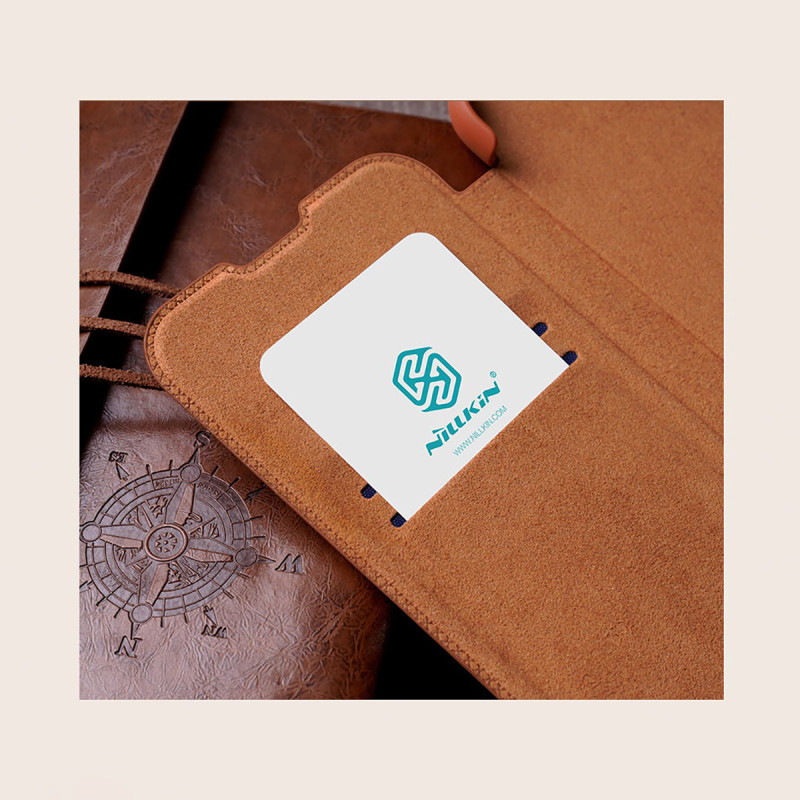 Nillkin Qin Leather Pro Case Dėklas, skirtas Samsung Galaxy S22+ (S22 Plus) Camera Protector Dėklas Dėklas Flip Case Rud...