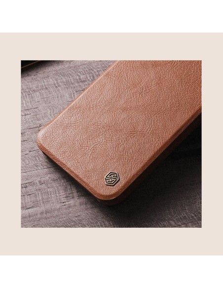 Nillkin Qin Leather Pro Case Dėklas, skirtas Samsung Galaxy S22+ (S22 Plus) Camera Protector Dėklas Dėklas Flip Case Rud...