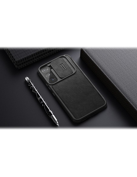 Nillkin Qin Leather Pro Case Dėklas, skirtas Samsung Galaxy S22+ (S22 Plus) Camera Protector Dėklas Dėklas Flip Case Rud...