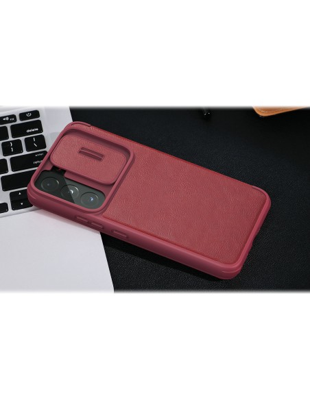 Nillkin Qin Leather Pro Case Dėklas, skirtas Samsung Galaxy S22+ (S22 Plus) Camera Protector Dėklas Dėklas Flip Case Rud...