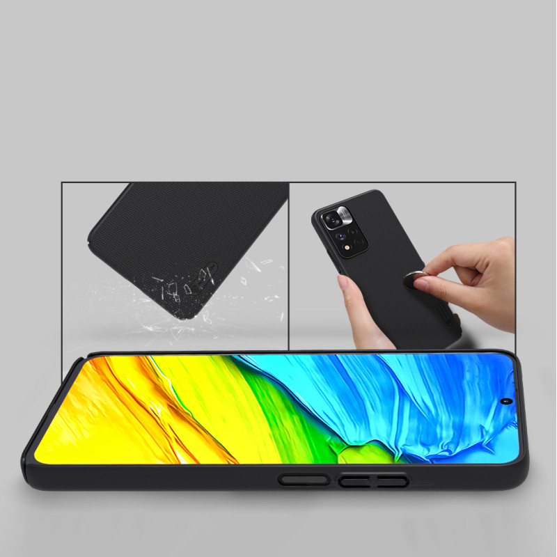 Nillkin Super Frosted Shield Pro patvarus dėklo dangtelis skirtas Xiaomi Redmi Note 11 Pro+ 5G juodas