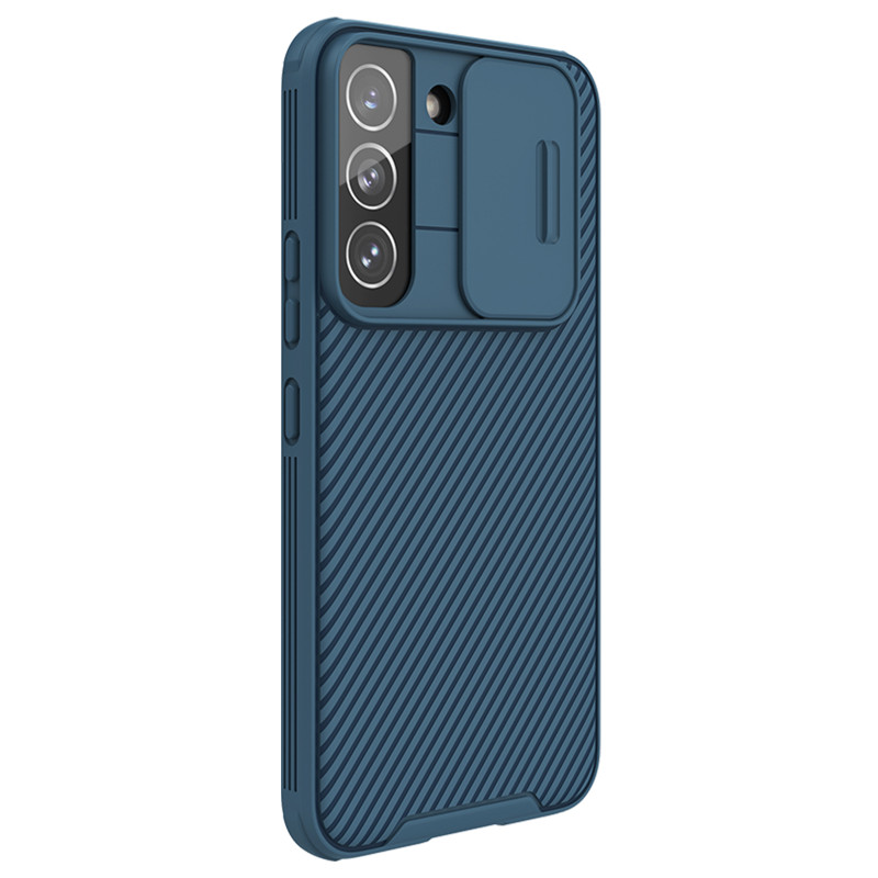Nillkin CamShield Pro Case Armored Case Cover kameros apsauga, skirta Samsung Galaxy S22+ (S22 Plus) mėlyna