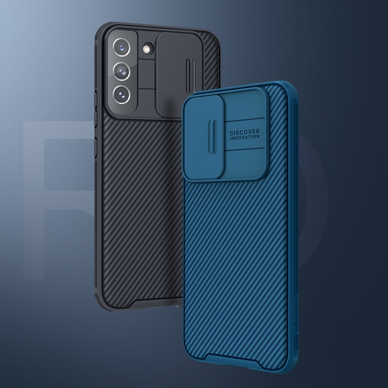 Nillkin CamShield Pro Case Armored Case Cover kameros apsauga, skirta Samsung Galaxy S22+ (S22 Plus) mėlyna