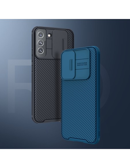Nillkin CamShield Pro Case Armored Case Cover kameros apsauga, skirta Samsung Galaxy S22+ (S22 Plus) mėlyna