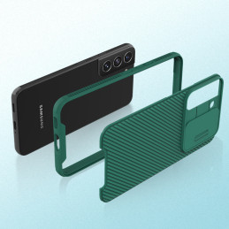 Nillkin CamShield Pro Case Armored Case Cover kameros apsauga, skirta Samsung Galaxy S22+ (S22 Plus) mėlyna