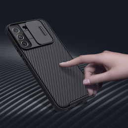 Nillkin CamShield Pro Case Armored Case Cover kameros apsauga, skirta Samsung Galaxy S22+ (S22 Plus) mėlyna