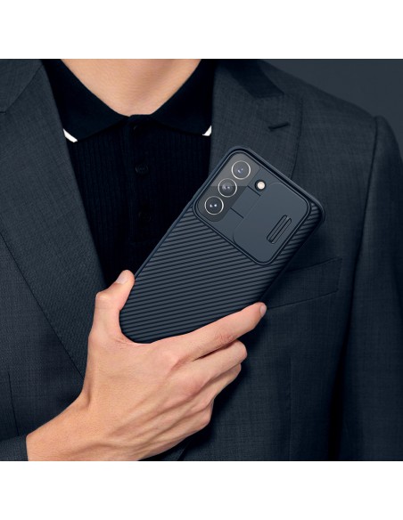 Nillkin CamShield Pro Case Armored Case Cover kameros apsauga, skirta Samsung Galaxy S22+ (S22 Plus) mėlyna