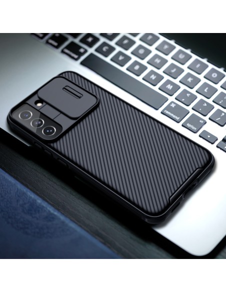 Nillkin CamShield Pro Case Armored Case Cover kameros apsauga, skirta Samsung Galaxy S22+ (S22 Plus) mėlyna