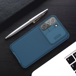 Nillkin CamShield Pro Case Armored Case Cover kameros apsauga, skirta Samsung Galaxy S22+ (S22 Plus) mėlyna