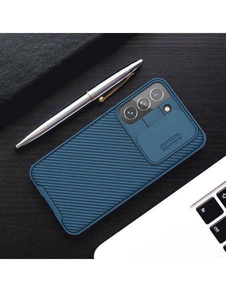 Nillkin CamShield Pro Case Armored Case Cover kameros apsauga, skirta Samsung Galaxy S22+ (S22 Plus) mėlyna