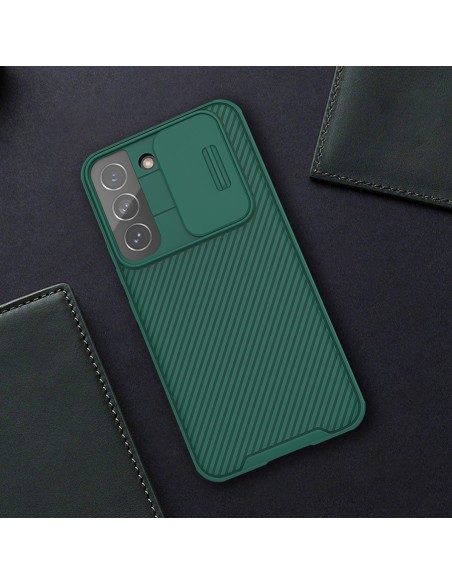 Nillkin CamShield Pro Case Armored Case Cover kameros apsauga, skirta Samsung Galaxy S22+ (S22 Plus) mėlyna