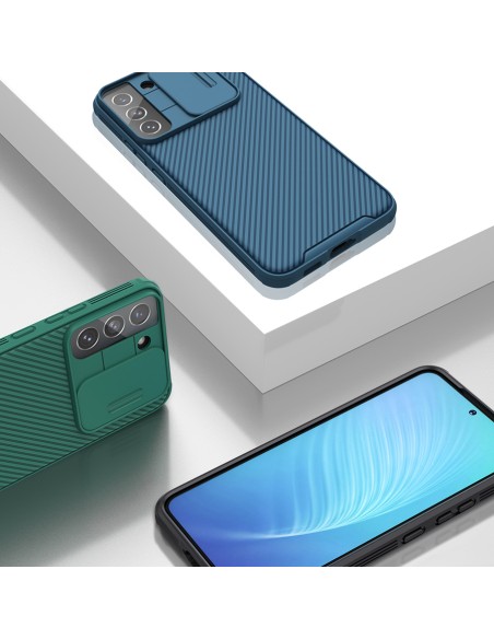 Nillkin CamShield Pro Case Armored Case Cover kameros apsauga, skirta Samsung Galaxy S22+ (S22 Plus) mėlyna