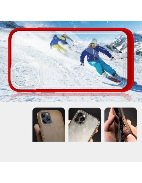 Skaidrus 3in1 dėklas skirtas iPhone 11 Pro, gelinis dangtelis su raudonu rėmeliu Skaidrus 3in1 dėklas skirtas iPhone 11 Pro, gelinis dangtelis su raudonu rėmeliu