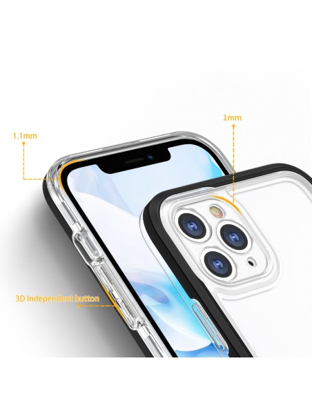 Skaidrus 3in1 dėklas skirtas iPhone 11 Pro Max, gelinis dangtelis su rėmeliu, juodas