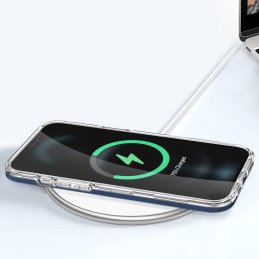 Skaidrus 3in1 dėklas skirtas iPhone 11 Pro Max, gelinis dangtelis su rėmeliu, mėlynas
