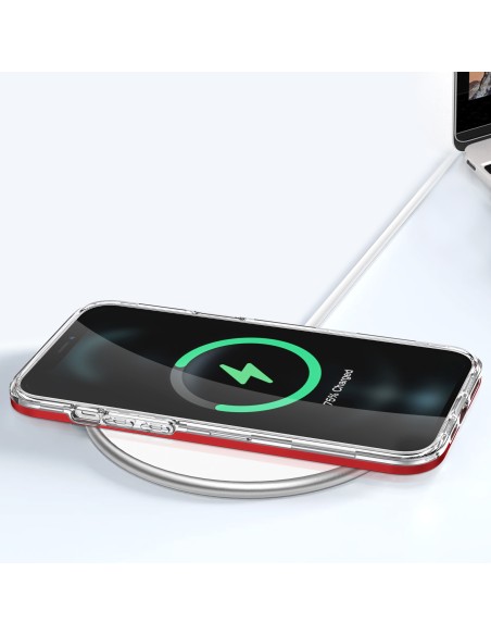 Skaidrus 3in1 dėklas skirtas iPhone 11 Pro Max, gelinis dangtelis su raudonu rėmeliu