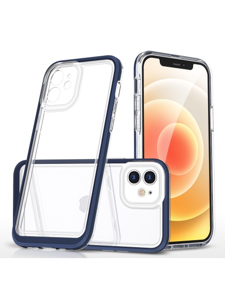 Skaidrus 3in1 dėklas skirtas iPhone 12, gelinis dangtelis su rėmeliu, mėlynas Skaidrus 3in1 dėklas skirtas iPhone 12, gelinis dangtelis su rėmeliu, mėlynas
