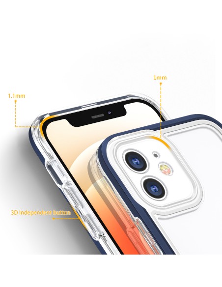 Skaidrus 3in1 dėklas skirtas iPhone 12, gelinis dangtelis su rėmeliu, mėlynas Skaidrus 3in1 dėklas skirtas iPhone 12, gelinis dangtelis su rėmeliu, mėlynas