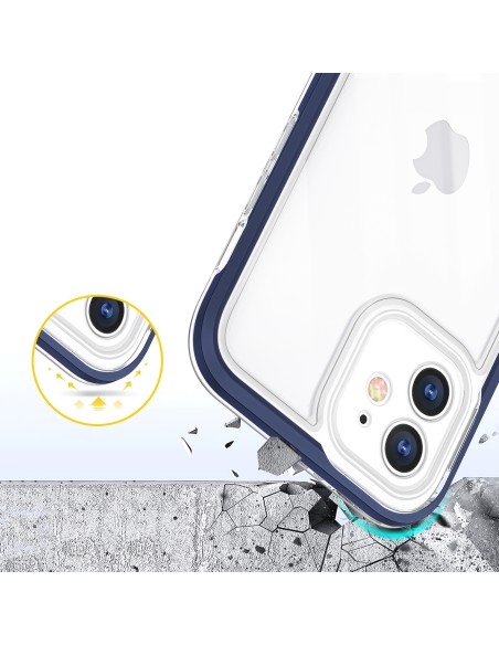 Skaidrus 3in1 dėklas skirtas iPhone 12, gelinis dangtelis su rėmeliu, mėlynas Skaidrus 3in1 dėklas skirtas iPhone 12, gelinis dangtelis su rėmeliu, mėlynas