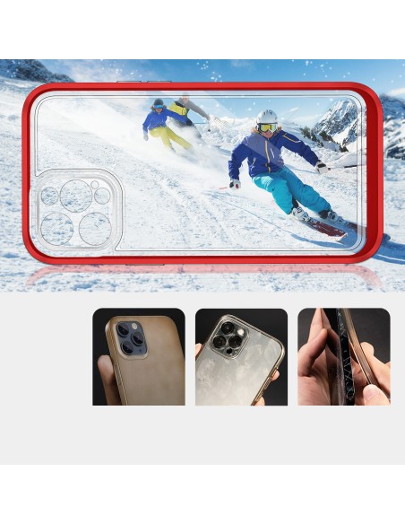 Skaidrus 3in1 dėklas skirtas iPhone 12 Pro Max, gelinis dangtelis su raudonu rėmeliu Skaidrus 3in1 dėklas skirtas iPhone 12 Pro Max, gelinis dangtelis su raudonu rėmeliu