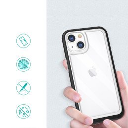 Skaidrus 3in1 dėklas iPhone 13 mini gelio dangtelis su rėmeliu, juodas