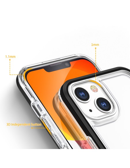 Skaidrus 3in1 dėklas iPhone 13 mini gelio dangtelis su rėmeliu, juodas