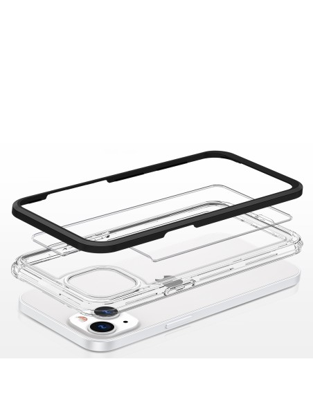 Skaidrus 3in1 dėklas iPhone 13 mini gelio dangtelis su rėmeliu, juodas