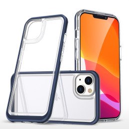 Skaidrus 3in1 dėklas iPhone 13 mini, gelinis dangtelis su rėmeliu, mėlynas
