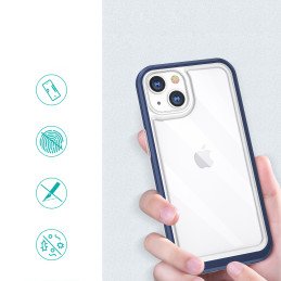 Skaidrus 3in1 dėklas iPhone 13 mini, gelinis dangtelis su rėmeliu, mėlynas