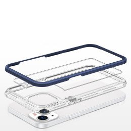 Skaidrus 3in1 dėklas iPhone 13 mini, gelinis dangtelis su rėmeliu, mėlynas