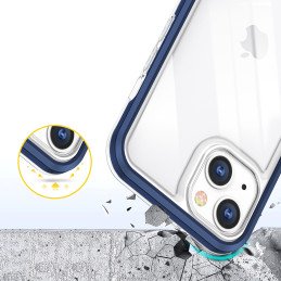 Skaidrus 3in1 dėklas iPhone 13 mini, gelinis dangtelis su rėmeliu, mėlynas
