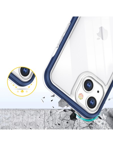 Skaidrus 3in1 dėklas iPhone 13 mini, gelinis dangtelis su rėmeliu, mėlynas