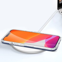 Skaidrus 3in1 dėklas iPhone 13 mini, gelinis dangtelis su rėmeliu, mėlynas