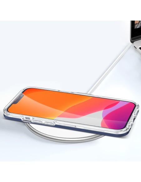 Skaidrus 3in1 dėklas iPhone 13 mini, gelinis dangtelis su rėmeliu, mėlynas