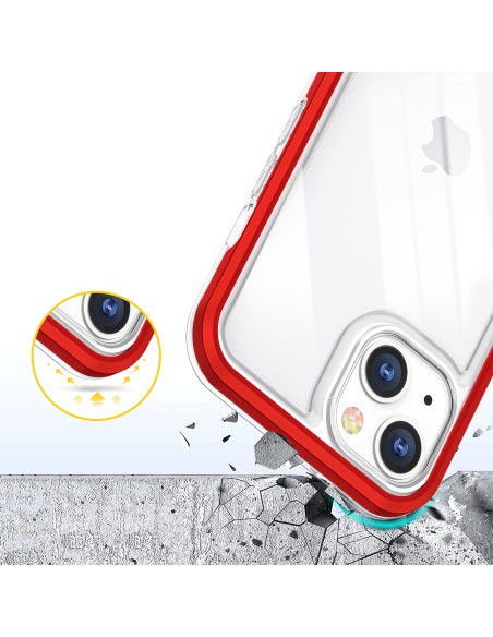 Skaidrus 3in1 dėklas skirtas iPhone 13 mini gelio dangteliui su raudonu rėmeliu