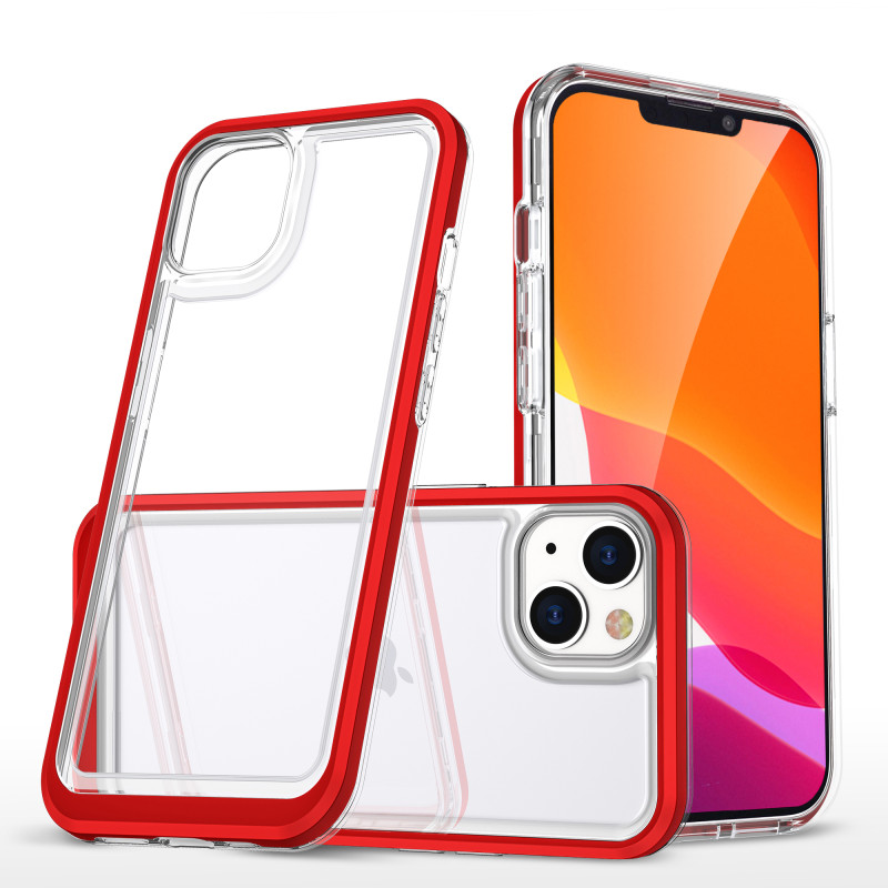 Skaidrus 3in1 dėklas skirtas iPhone 13, gelinis dangtelis su raudonu rėmeliu Skaidrus 3in1 dėklas skirtas iPhone 13, gelinis dangtelis su raudonu rėmeliu
