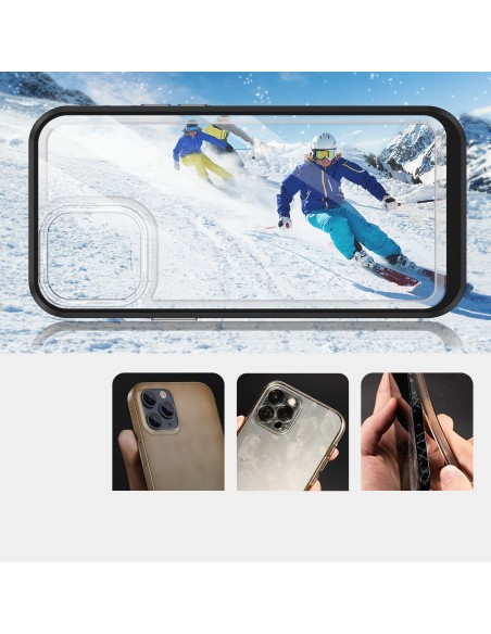 Skaidrus 3in1 dėklas skirtas iPhone 13 Pro, gelinis dangtelis su rėmeliu, juodas