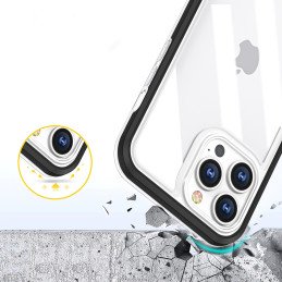 Skaidrus 3in1 dėklas skirtas iPhone 13 Pro, gelinis dangtelis su rėmeliu, juodas
