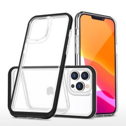 Skaidrus 3in1 dėklas skirtas iPhone 13 Pro Max, gelinis dangtelis su rėmeliu, juodas