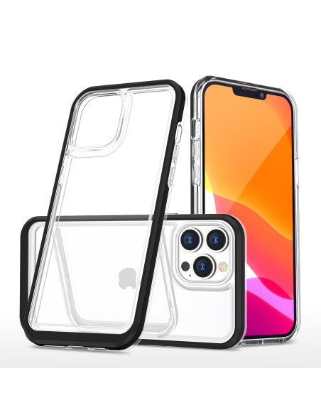 Skaidrus 3in1 dėklas skirtas iPhone 13 Pro Max, gelinis dangtelis su rėmeliu, juodas Skaidrus 3in1 dėklas skirtas iPhone 13 Pro Max, gelinis dangtelis su rėmeliu, juodas