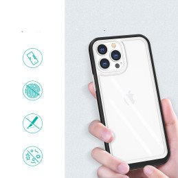 Skaidrus 3in1 dėklas skirtas iPhone 13 Pro Max, gelinis dangtelis su rėmeliu, juodas