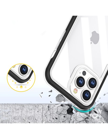 Skaidrus 3in1 dėklas skirtas iPhone 13 Pro Max, gelinis dangtelis su rėmeliu, juodas Skaidrus 3in1 dėklas skirtas iPhone 13 Pro Max, gelinis dangtelis su rėmeliu, juodas