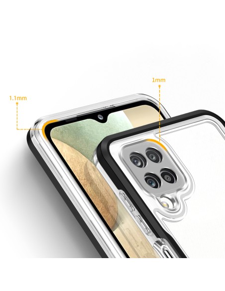 Skaidrus 3in1 dėklas, skirtas Samsung Galaxy A12 5G gelio dangtelis su juodu rėmeliu