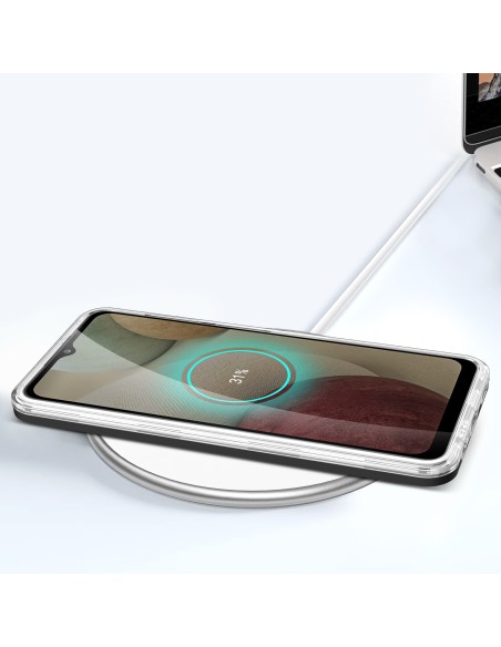 Skaidrus 3in1 dėklas, skirtas Samsung Galaxy A12 5G gelio dangtelis su juodu rėmeliu