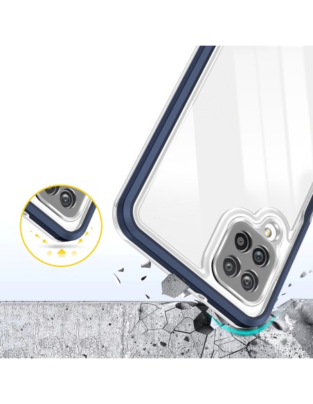 Skaidrus 3in1 dėklas, skirtas Samsung Galaxy A12 5G gelio dangtelis su mėlynu rėmeliu